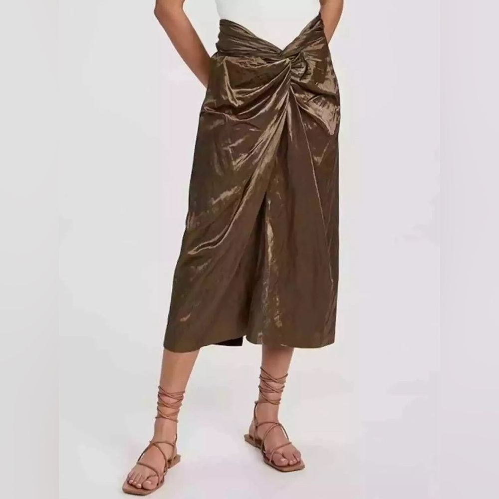 Metallic Twist Front Cotton Blend Skirt Vince size 4